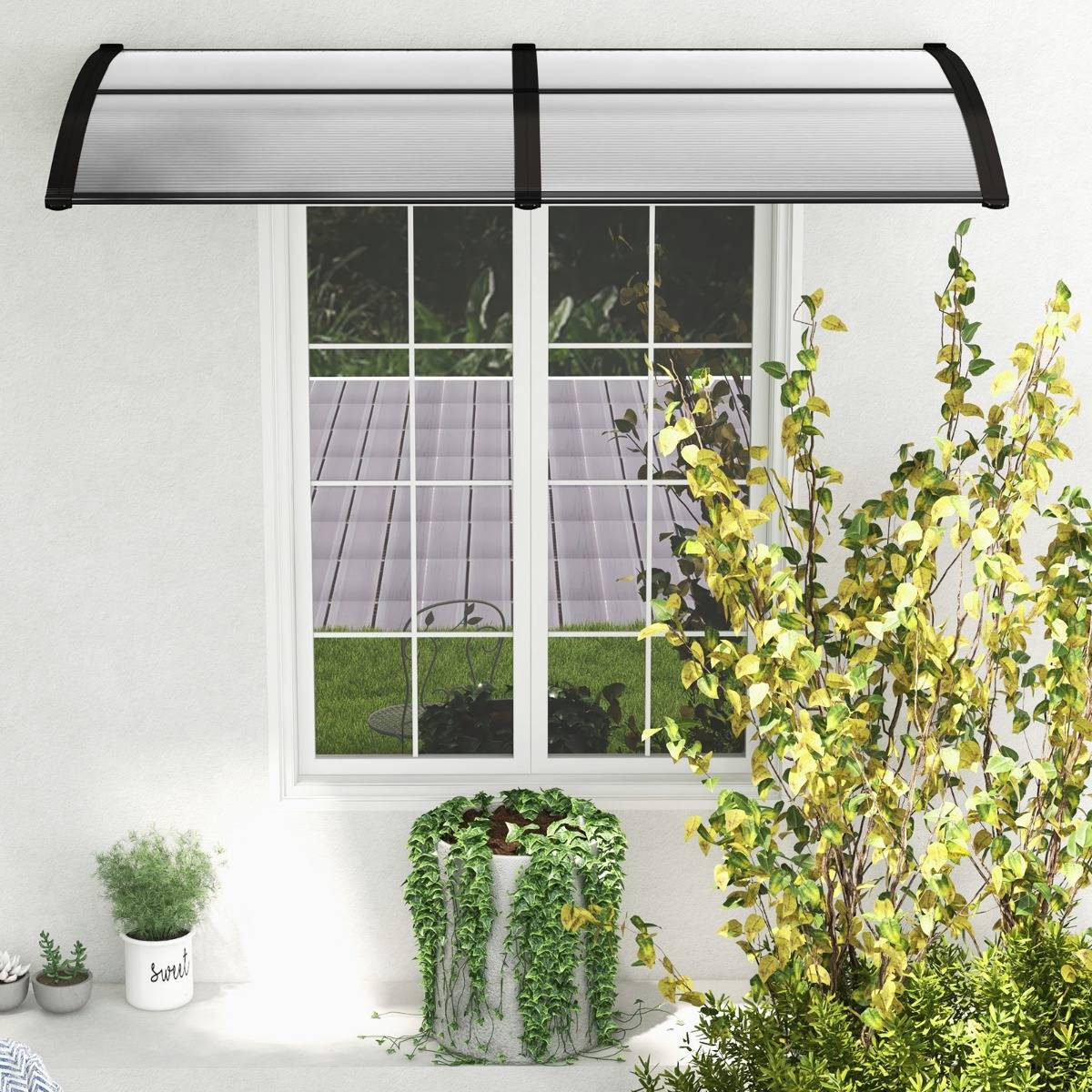 Auvent Porte Arc Rond 2m - Blanc, Polycarbonate, Résistant Aux Intempéries, Sans Marque