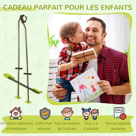 Balançoire agrès vis-à-vis pour les enfants en acier et plastique pour portique - 3 à 6 ans 97,5 x 23 x 170 cm - Image 7