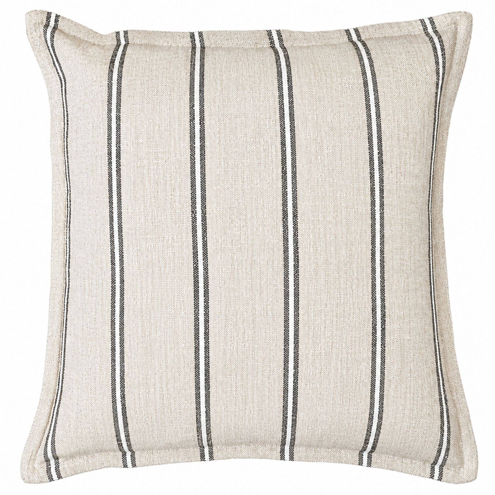Home Maison - Housse de coussin 100% coton rayures rustiques LOURMARIN - HOME MAISON - Coton - Beige - Image 1