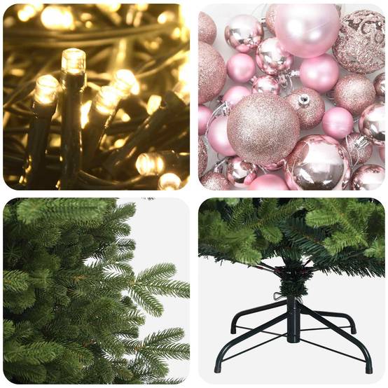 Vidaxl - Sapin de Noël artificiel avec boules 180 cm 300 LED Blanc chaud vidaXL 3466699 - Image 8