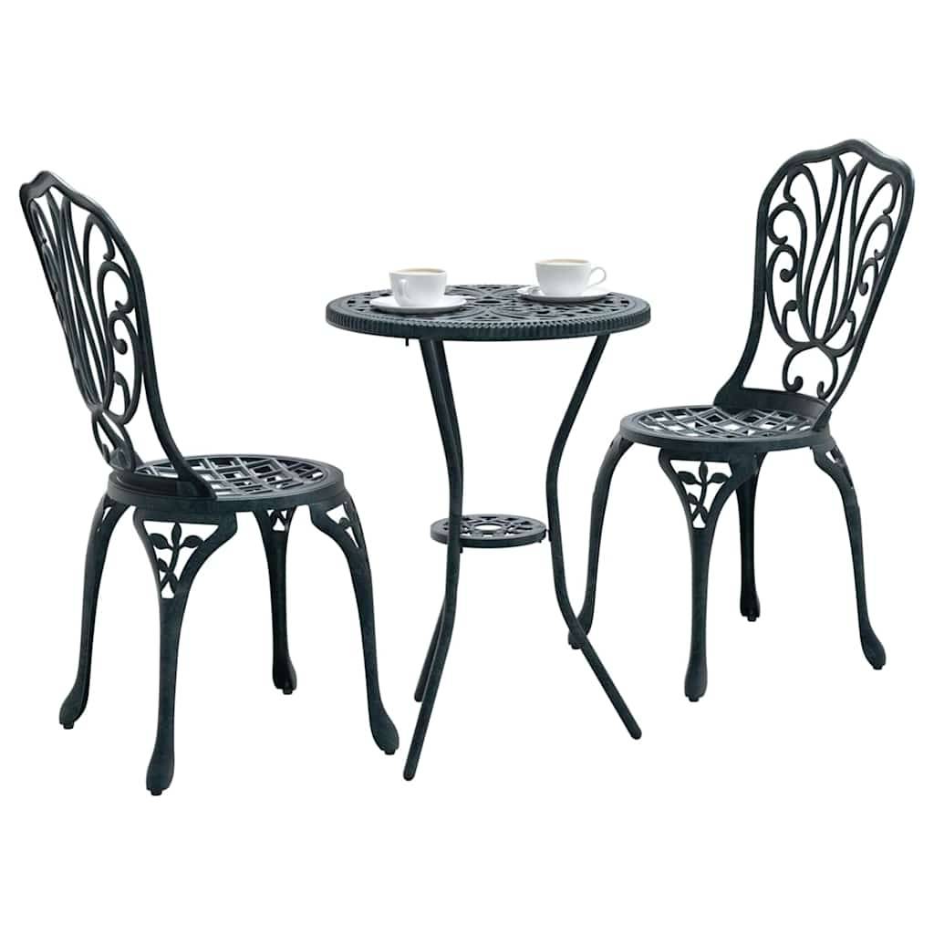Vidaxl - Ensemble bistro de jardin 3 pcs-Salons de jardin Vert Aluminium 451925 - Image 3