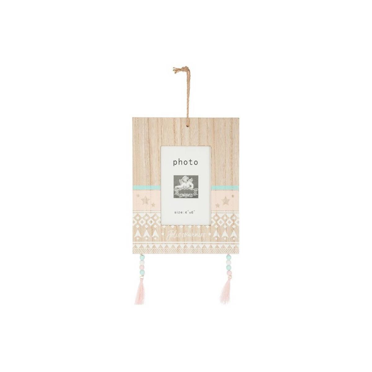 Cadre Photo A Suspendre "Houppe" 10x15cm Naturel - Image 1