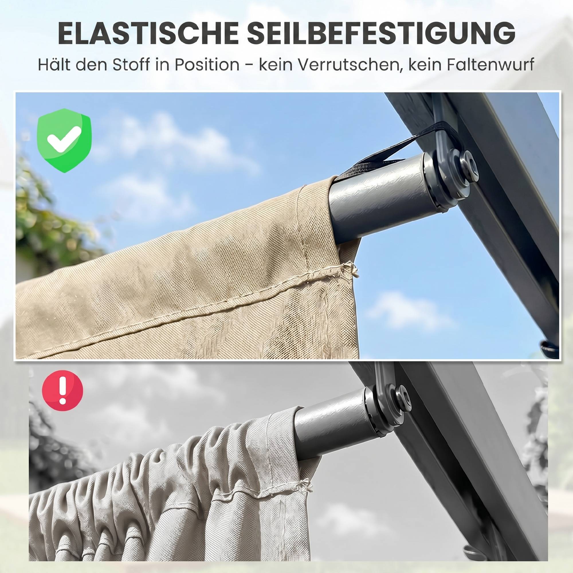 Toit rechange pergola 3x3 m rétractable trous pluie résistant polyester beige 250x255 cm - Image 9