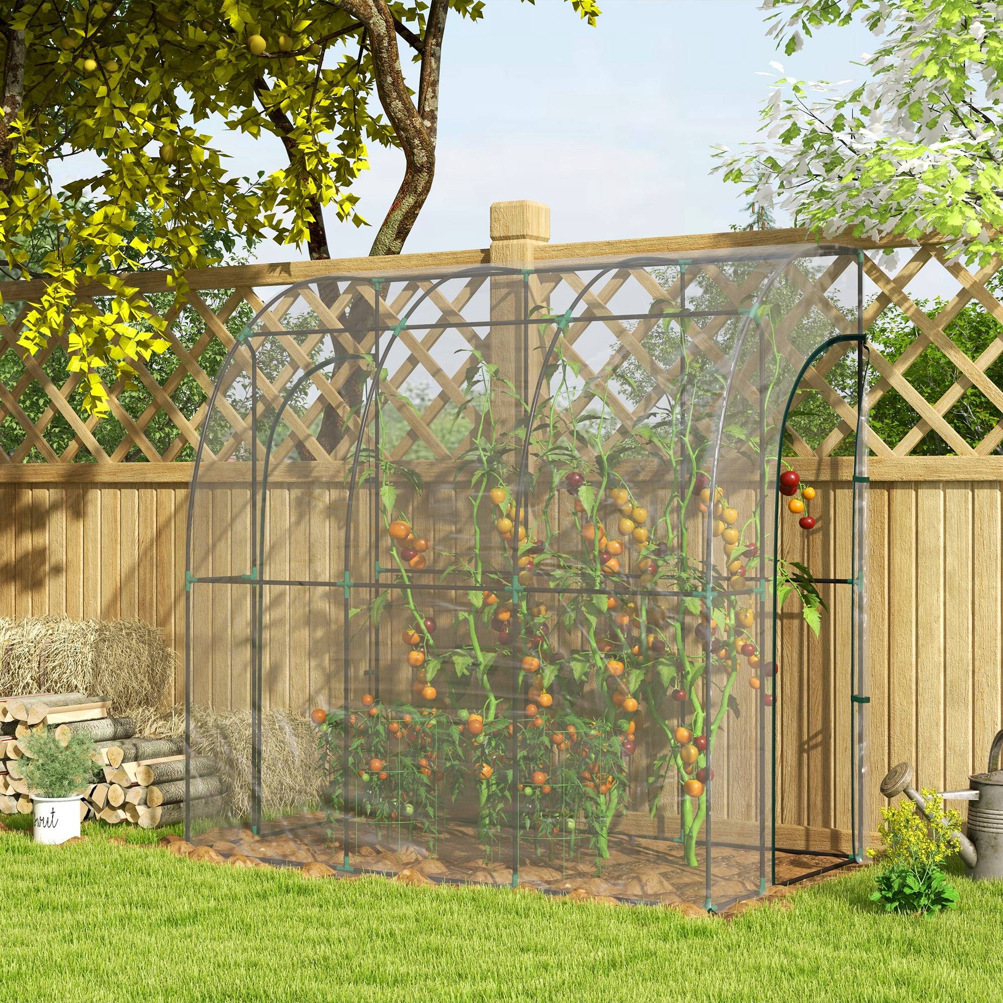 Sans Marque - Serre adossée PVC renforcé 214x118x212 cm 2 portes serre balcon murale transparente - Image 3