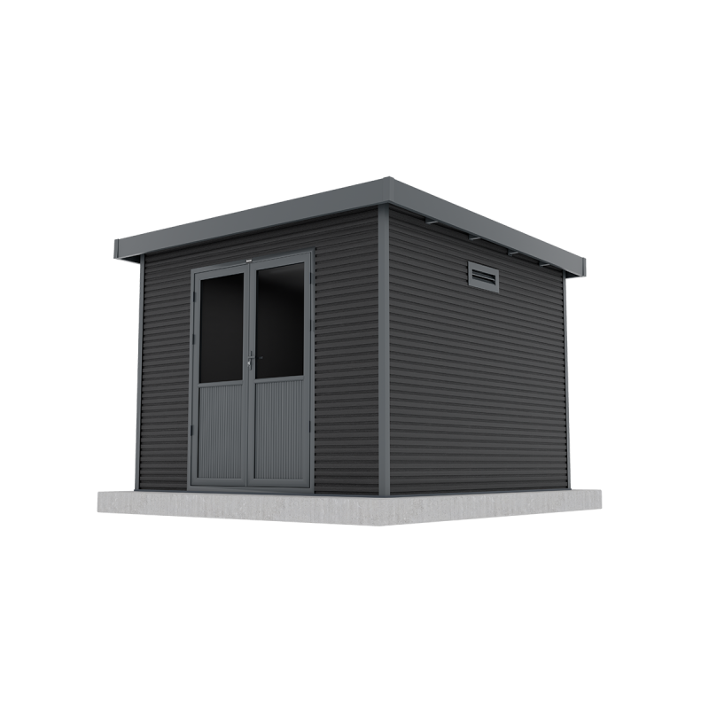 Barac - Abri de jardin en bois composite 28mm - Onyx 33 - 9m² - Gris - Image 2