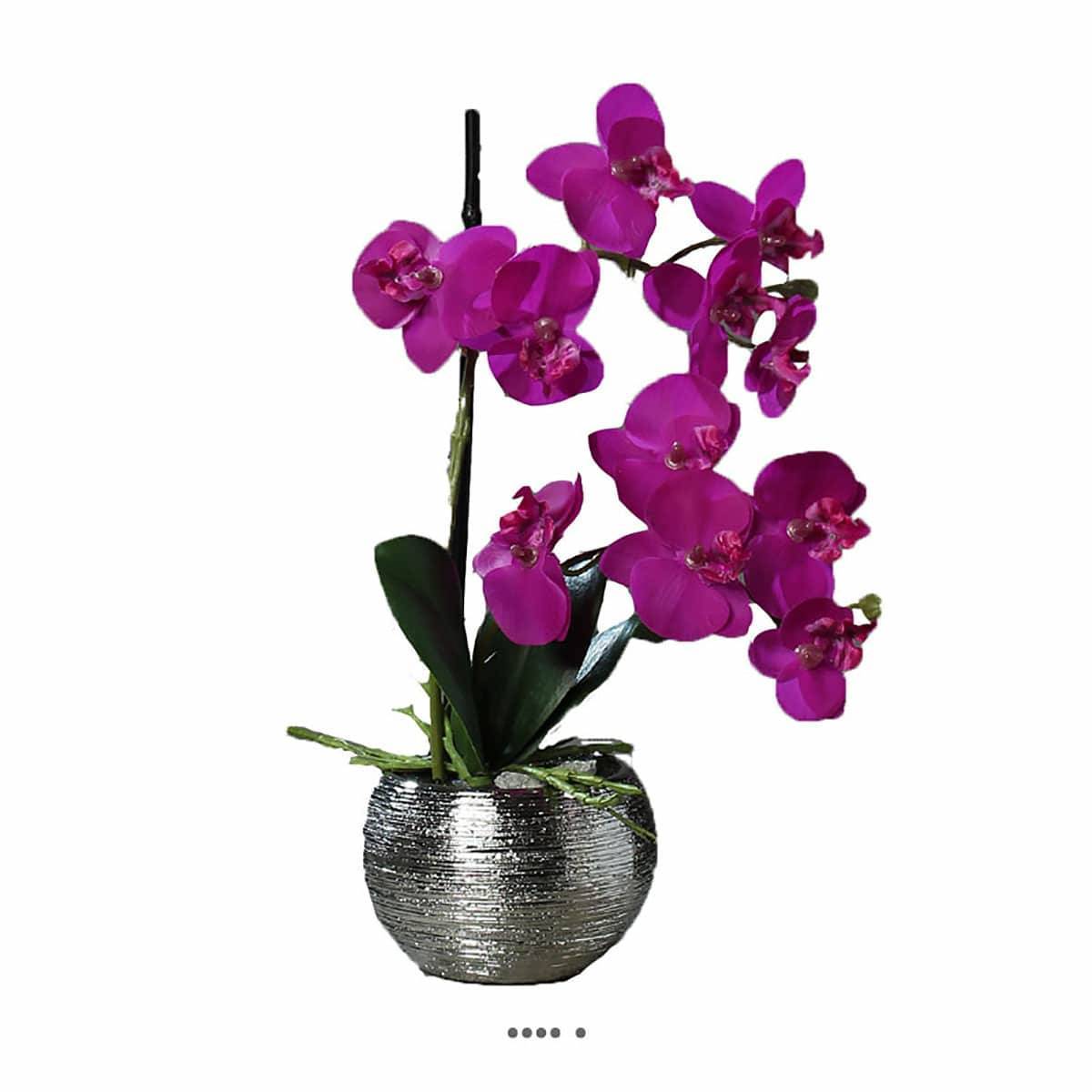 Artificielles - Orchidée phalaenopsis artificielle en pot céramique, H 30 cm Pourpre - couleur: Pourpre - Image 1