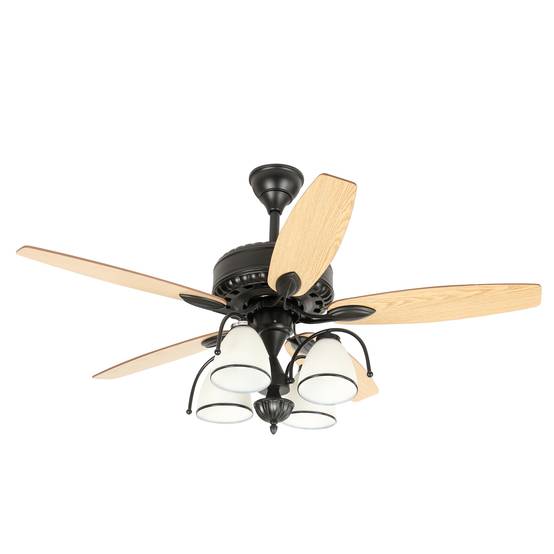 Ventilateur de plafond Zéphora Ø132?cm – Bois composite – 4?ampoules E27 – Moteur?DC FARTOOLS - Image 1