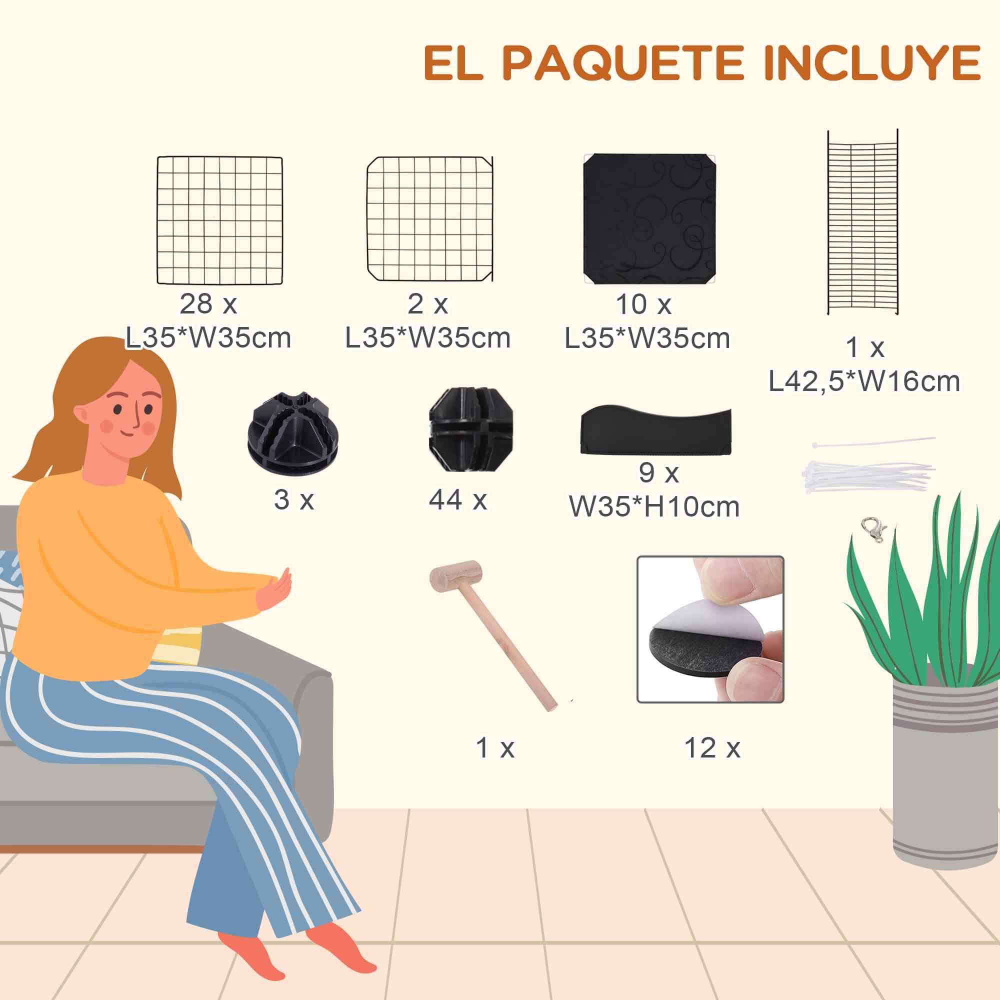Enclos modulaire pour petits animaux à plusieurs niveaux, avec portes larges, rampes et panneaux en résine PP 105 x 70 x 116 cm - Image 8