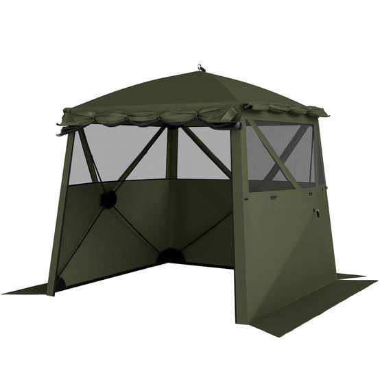 Tonnelle pliante tissu Oxford vert et noir 198 x 198 x 197 cm - PANGIVO - Image 2