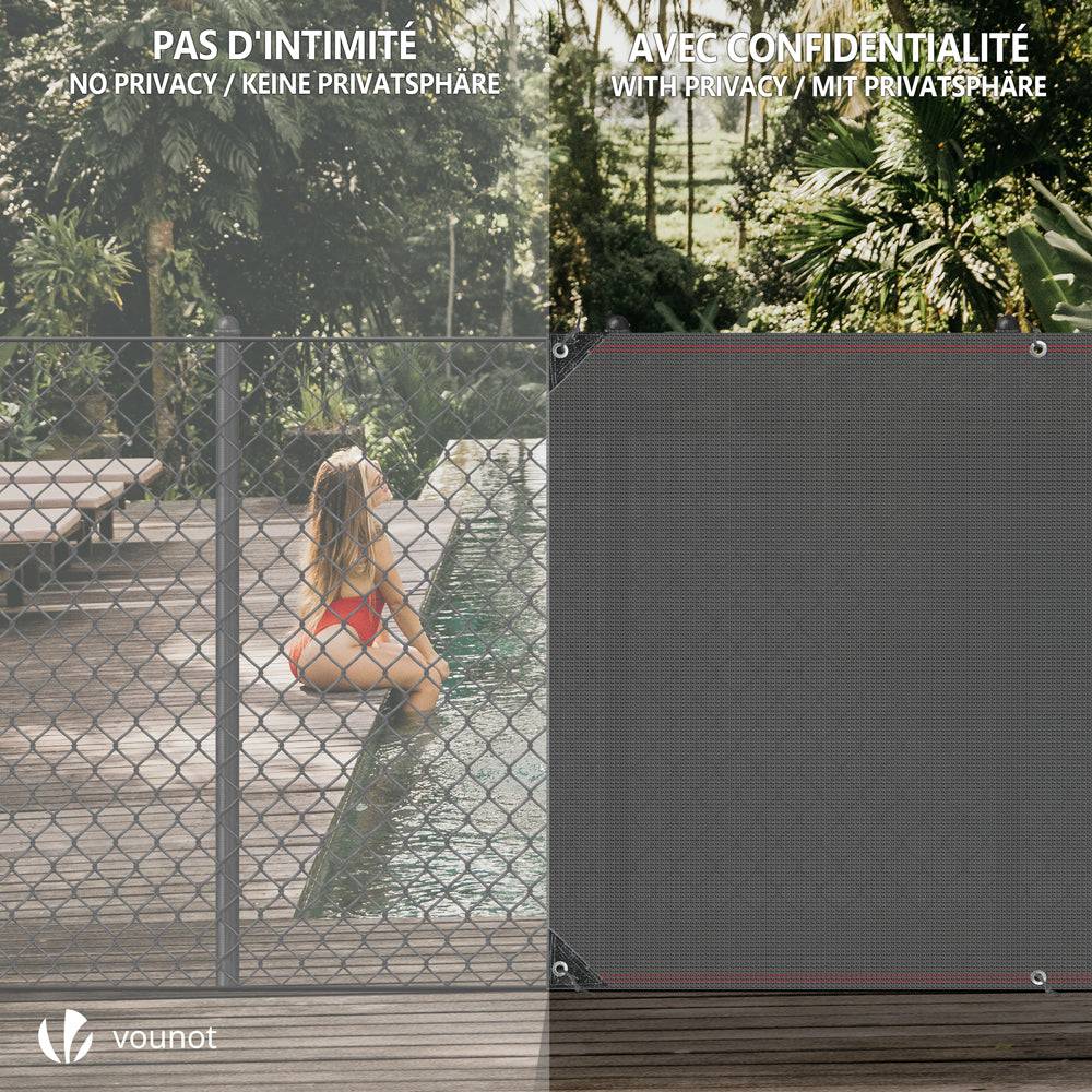 Vounot - Brise vue occultant en HDPE 230g/m² 1.5x10m avec attaches de fixation gris - Image 6