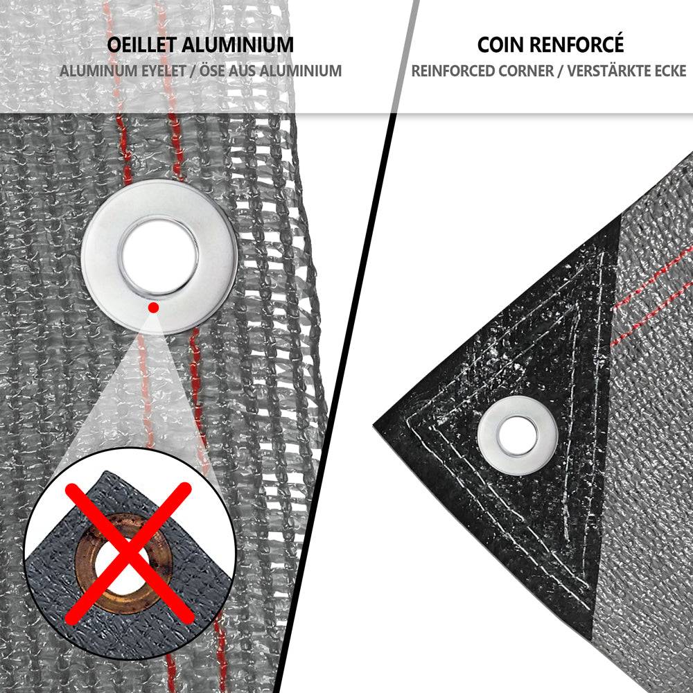 Vounot - Brise vue occultant en HDPE 230g/m² 1.5x10m avec attaches de fixation gris - Image 5
