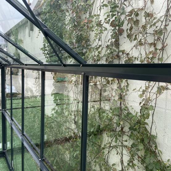 Serre de jardin 11,04 m² aluminium anthracite verre trempé 4mm Green Protect Prima avec embase - Image 7