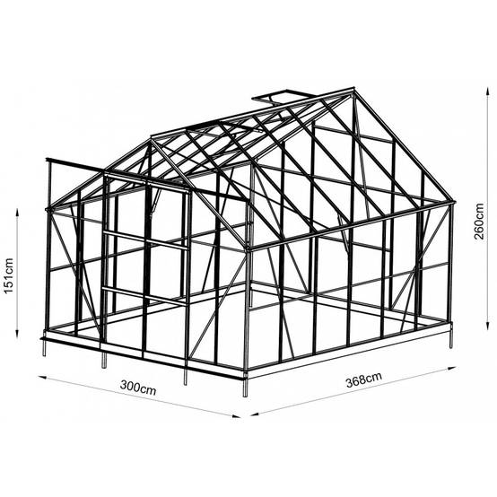 Serre de jardin 11,04 m² aluminium anthracite verre trempé 4mm Green Protect Prima avec embase - Image 3