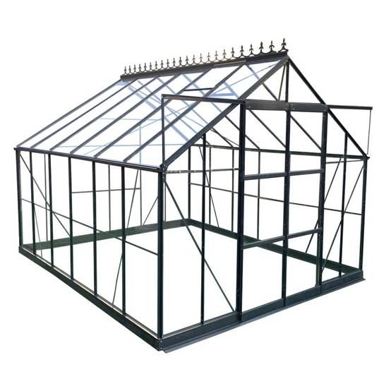 Serre de jardin 11,04 m² aluminium anthracite verre trempé 4mm Green Protect Prima avec embase - Image 4