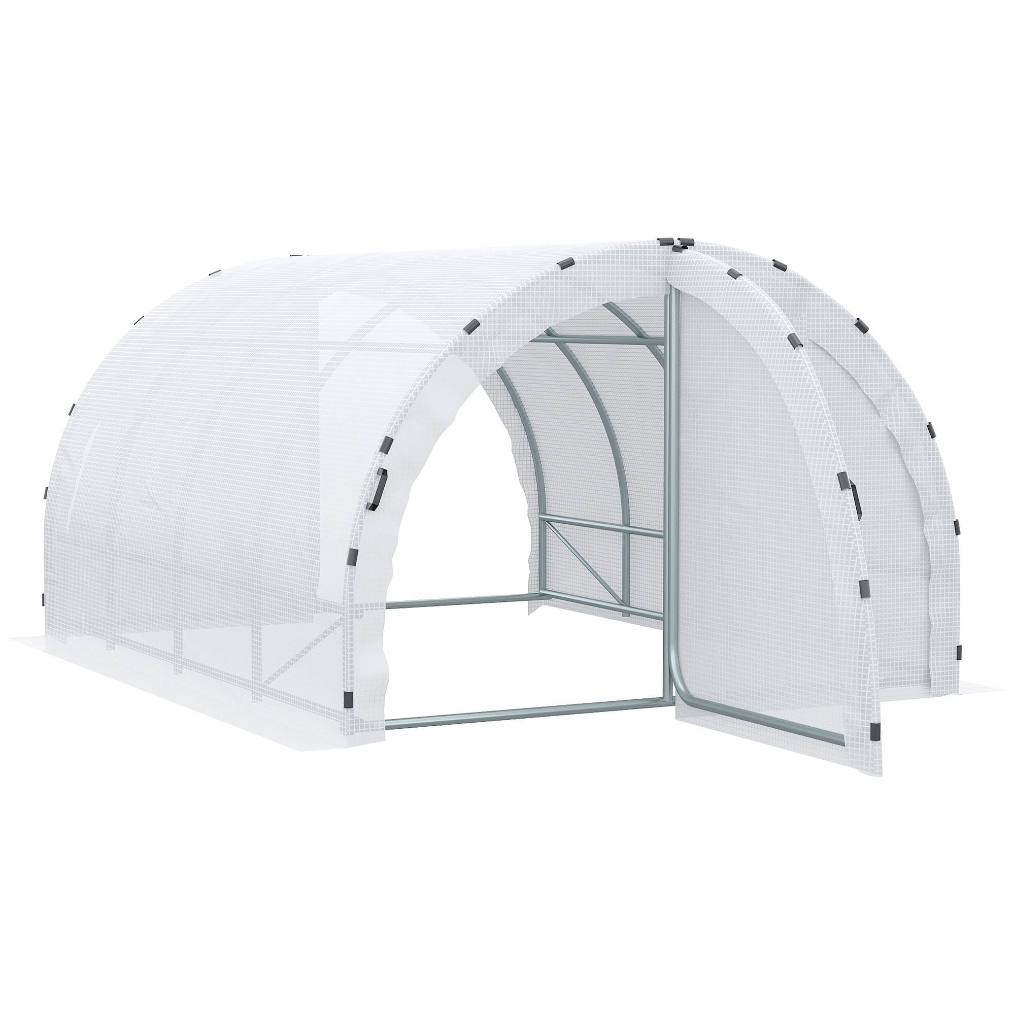 Serre tunnel 12 m² 4x3x2 m, structure acier renforcée 25 mm, double porte, grande capacité blanche - Image 2