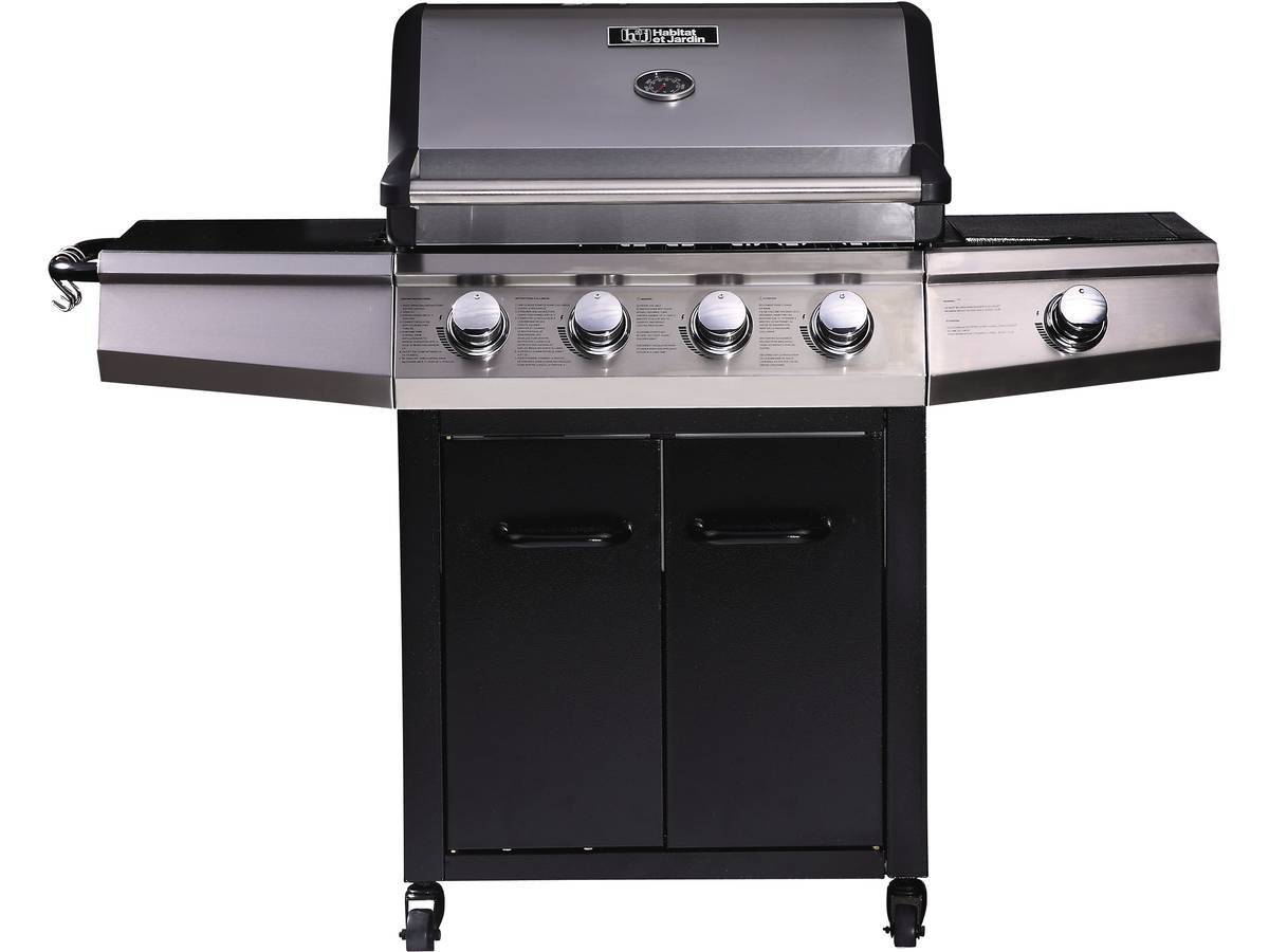 Habitat Et Jardin - Barbecue Gaz "bingo 5" - 5 Brûleurs Dont 1 Latéral - 15.2kw + Housse Protection - Noir -habitat Et Jardin - Image 2