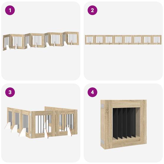 ComfortXL - Barrière pour chien bois ingénierie intérieur pliable 8 panneaux chêne sonoma - ComfortXL Outdoor Living - Image 6