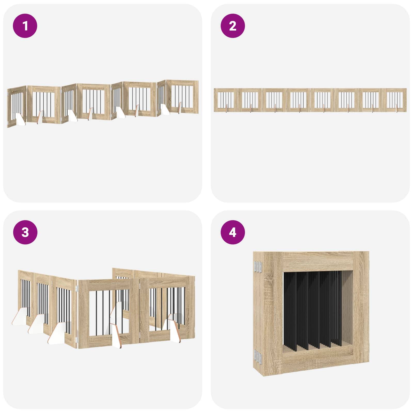 ComfortXL - Barrière pour chien bois ingénierie intérieur pliable 8 panneaux chêne sonoma - ComfortXL Outdoor Living - Image 6