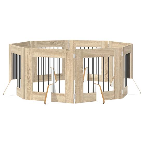 ComfortXL - Barrière pour chien bois ingénierie intérieur pliable 8 panneaux chêne sonoma - ComfortXL Outdoor Living - Image 2