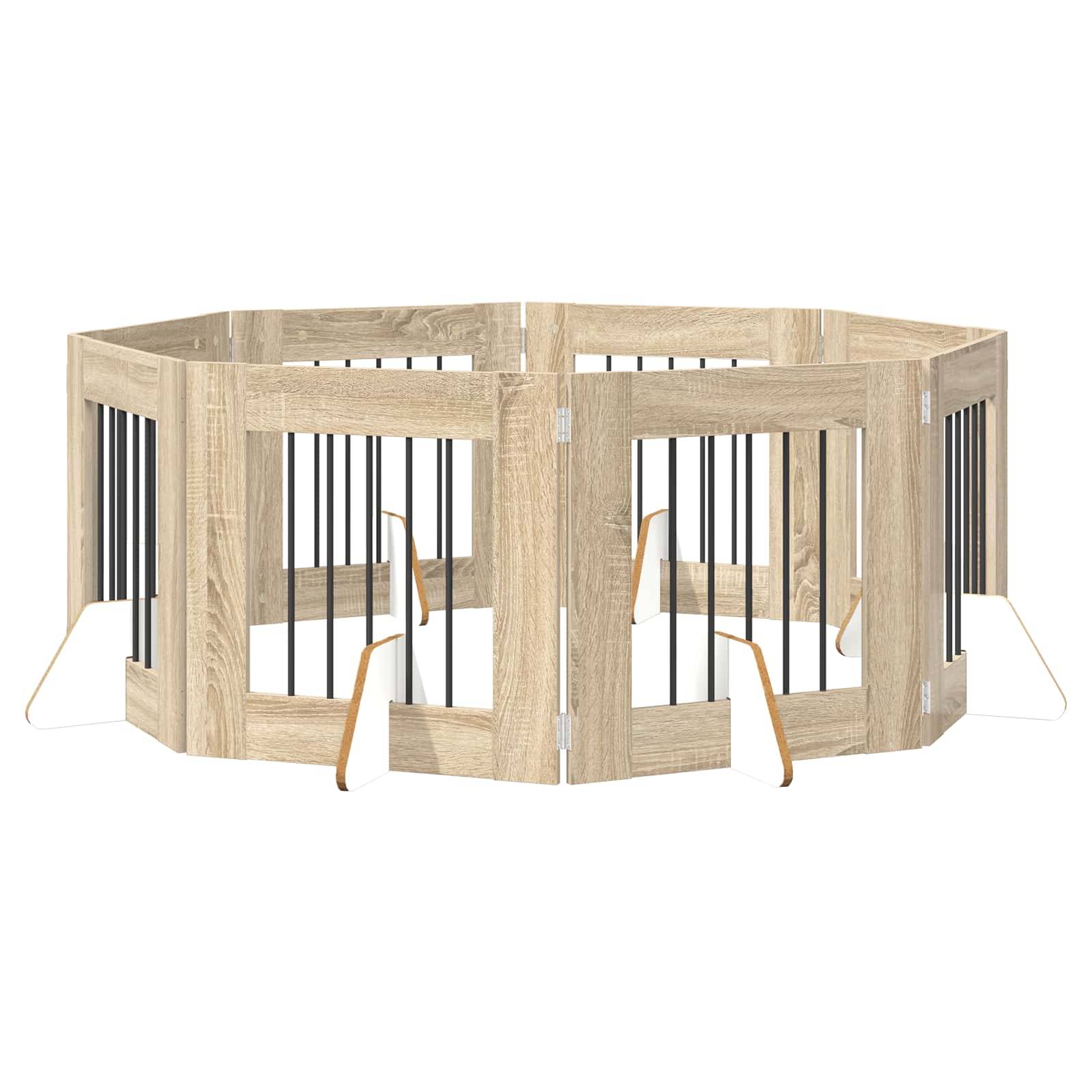ComfortXL - Barrière pour chien bois ingénierie intérieur pliable 8 panneaux chêne sonoma - ComfortXL Outdoor Living - Image 2