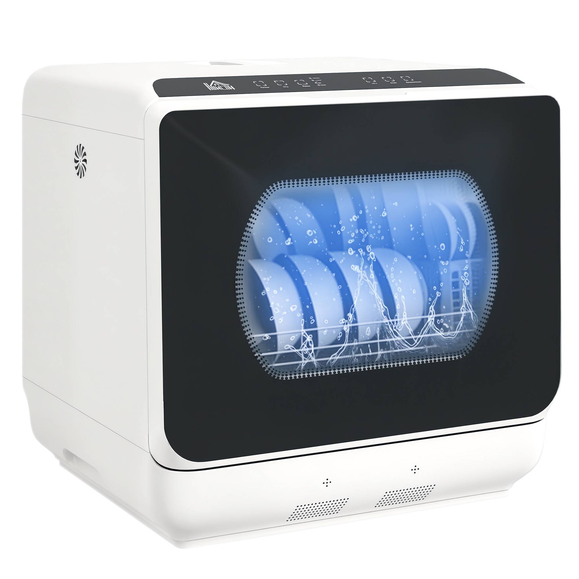 Mini lave-vaisselle 4 couverts 5 programmes, réservoir 6L, commande tactile écran LED, 45x44x45,8cm, blanc - Image 1
