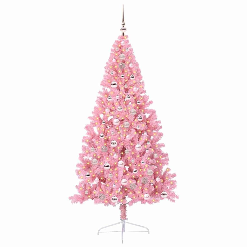 Vidaxl - Sapin de Noël artificiel pré-éclairé Rose 210 cm PVC vidaXL 3397091 - Image 4