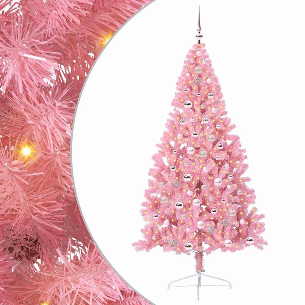 Vidaxl - Sapin de Noël artificiel pré-éclairé Rose 210 cm PVC vidaXL 3397091 - Image 2