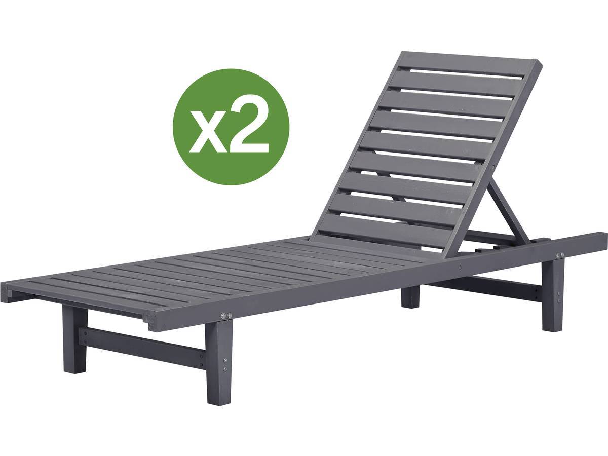 Habitat Et Jardin - Lot De 2 Bains De Soleil En Bois "rawai" - Gris -habitat Et Jardin - Image 1