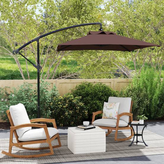 Parasol déporté Polyester Marron 294x193x250 cm - Image 4