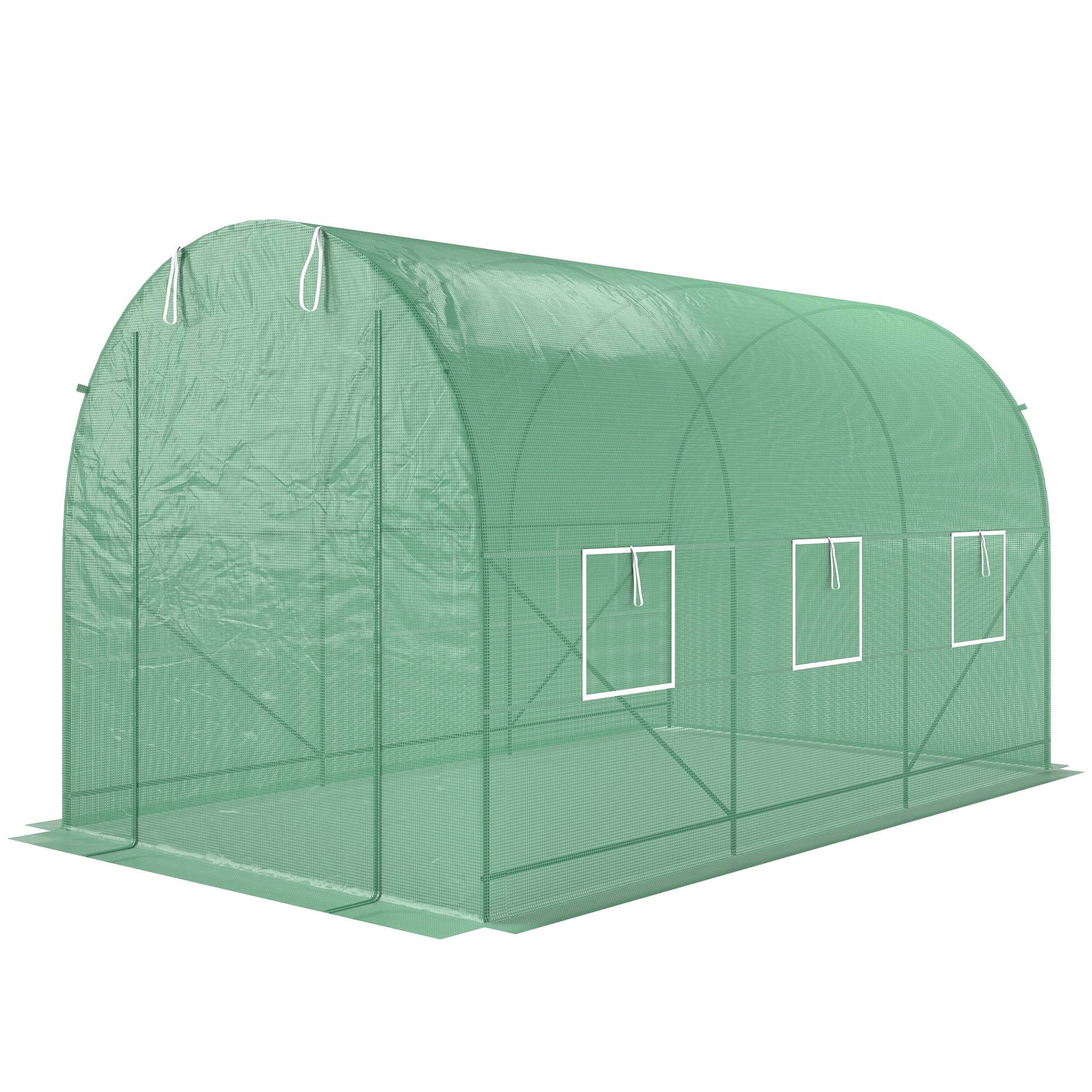 ComfortXL - Serre tunnel de jardin acier 350 x 200 x 200 cm verte potager porte enroulable - ComfortXL Outdoor Living - Image 2