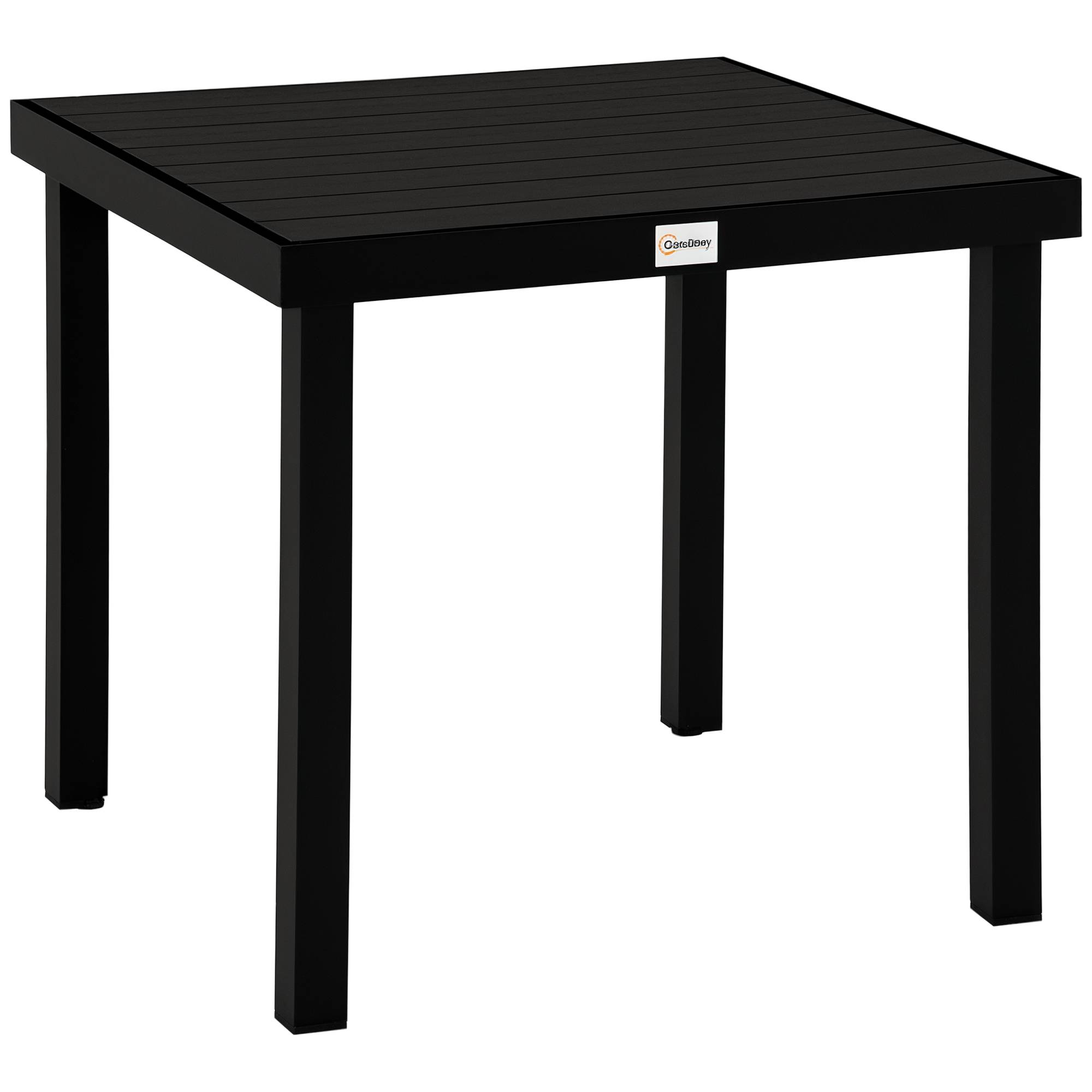 Table de jardin 4 personnes 78x78x74 cm, structure aluminium et plateau plastique facile d’entretien, noire - Image 1