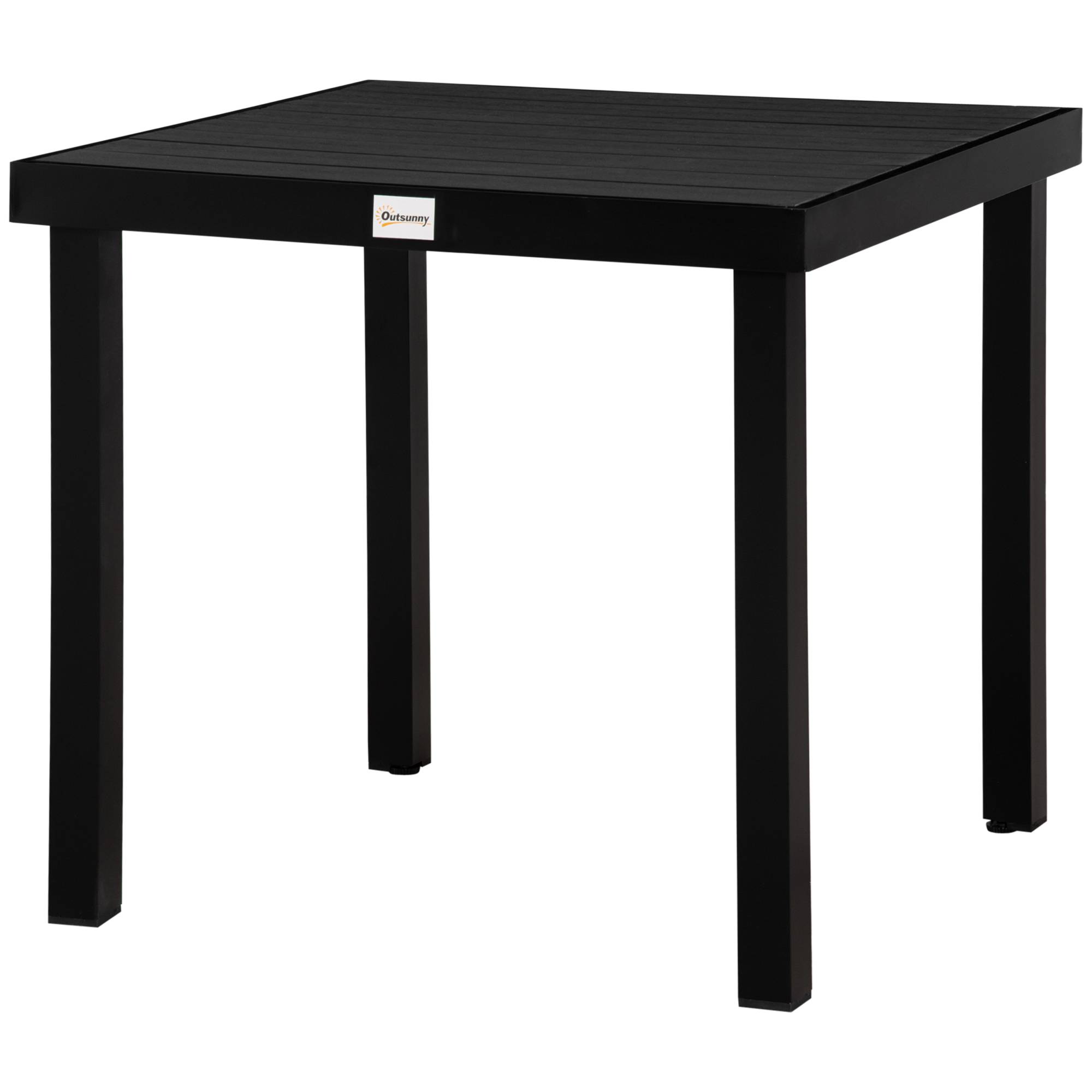Table de jardin 4 personnes 78x78x74 cm, structure aluminium et plateau plastique facile d’entretien, noire - Image 2