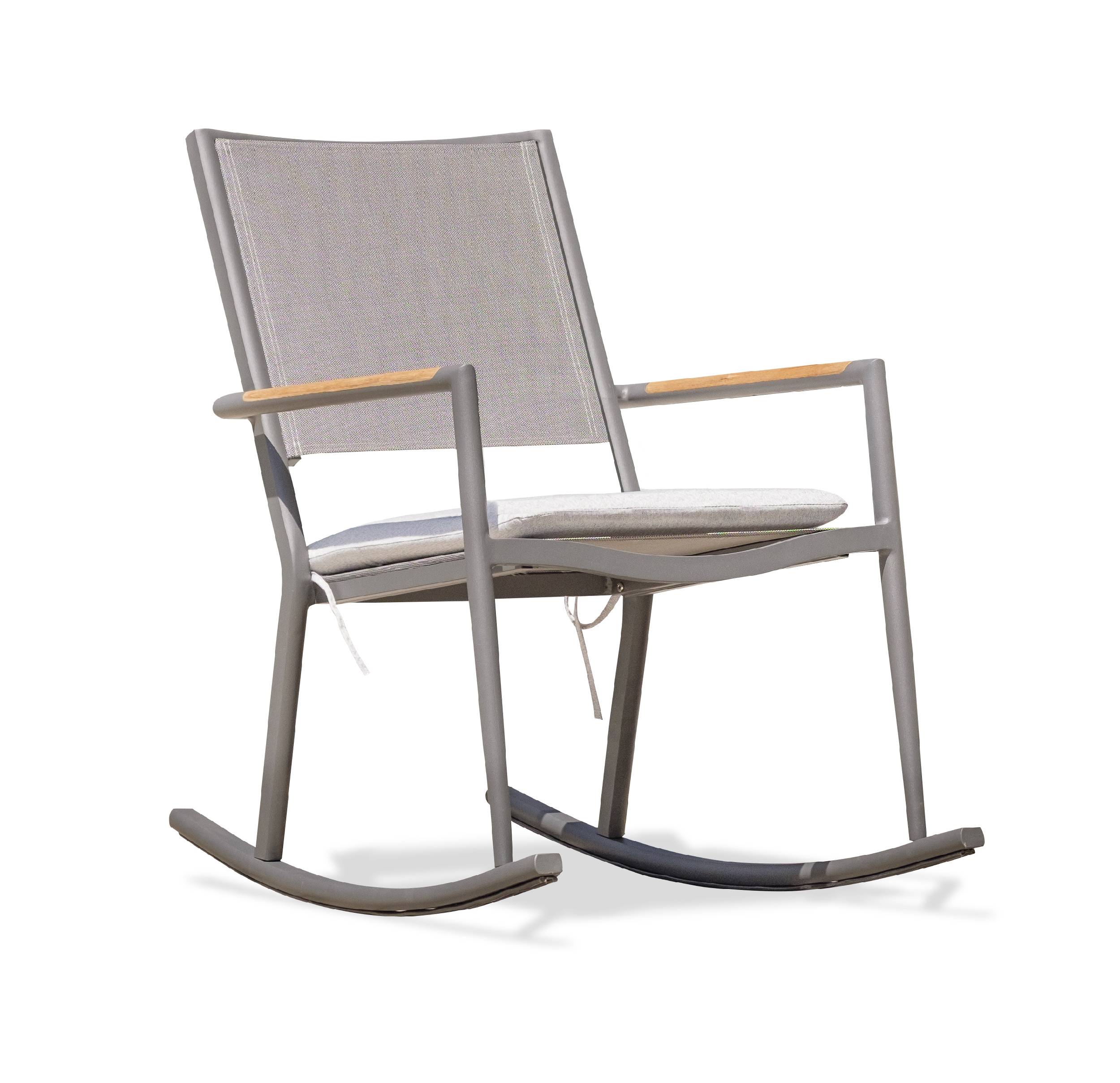 Paris Garden - Rockingchair de jardin HONFLEUR en aluminium et textilène gris - PARIS GARDEN - Image 5
