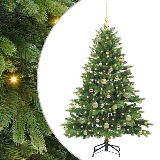 Sapin de Noël | Arbre de Noël artificiel avec 150 LED Vert 150 cm PE et PVC Maison Chic - Image 1