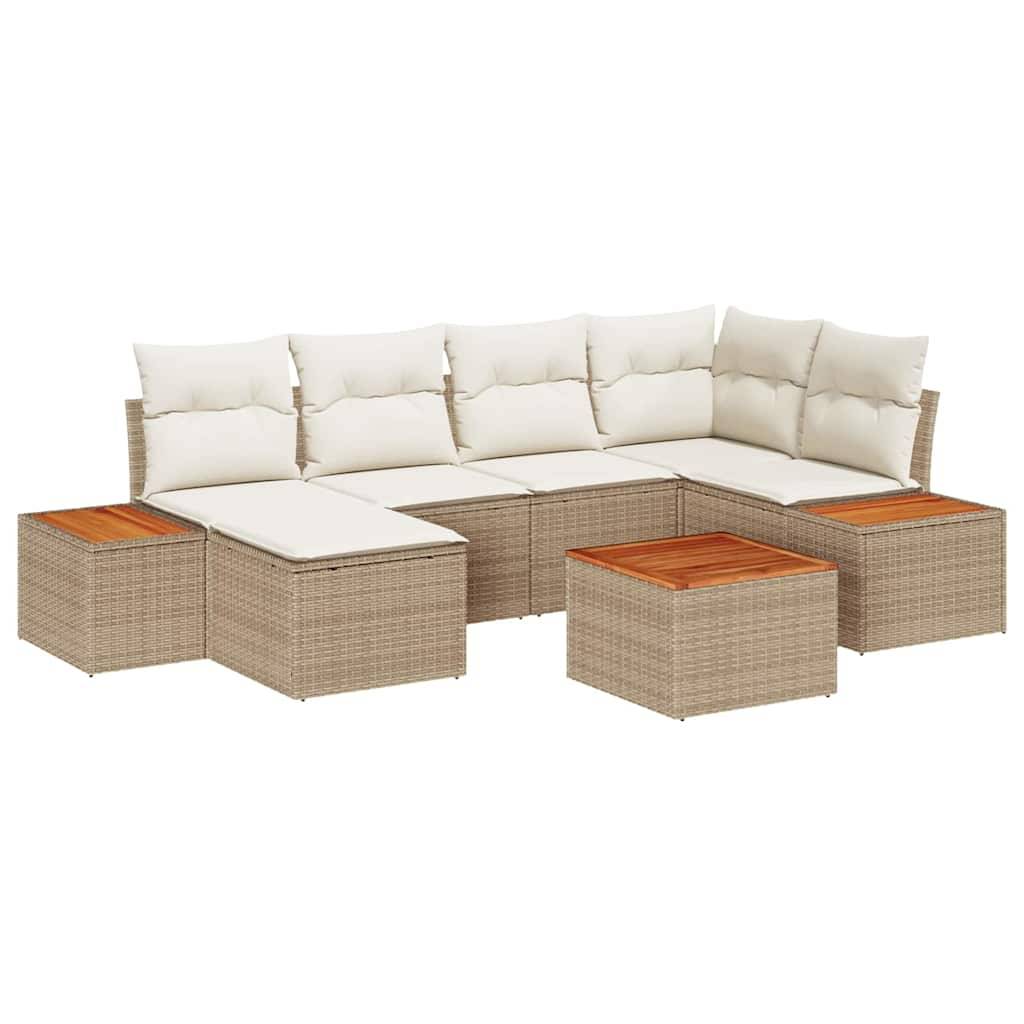 ComfortXL - Salon de jardin 6 places 7 pcs en résine tressée avec repose-pieds et table Beige – ComfortXL Outdoor Living - Image 2