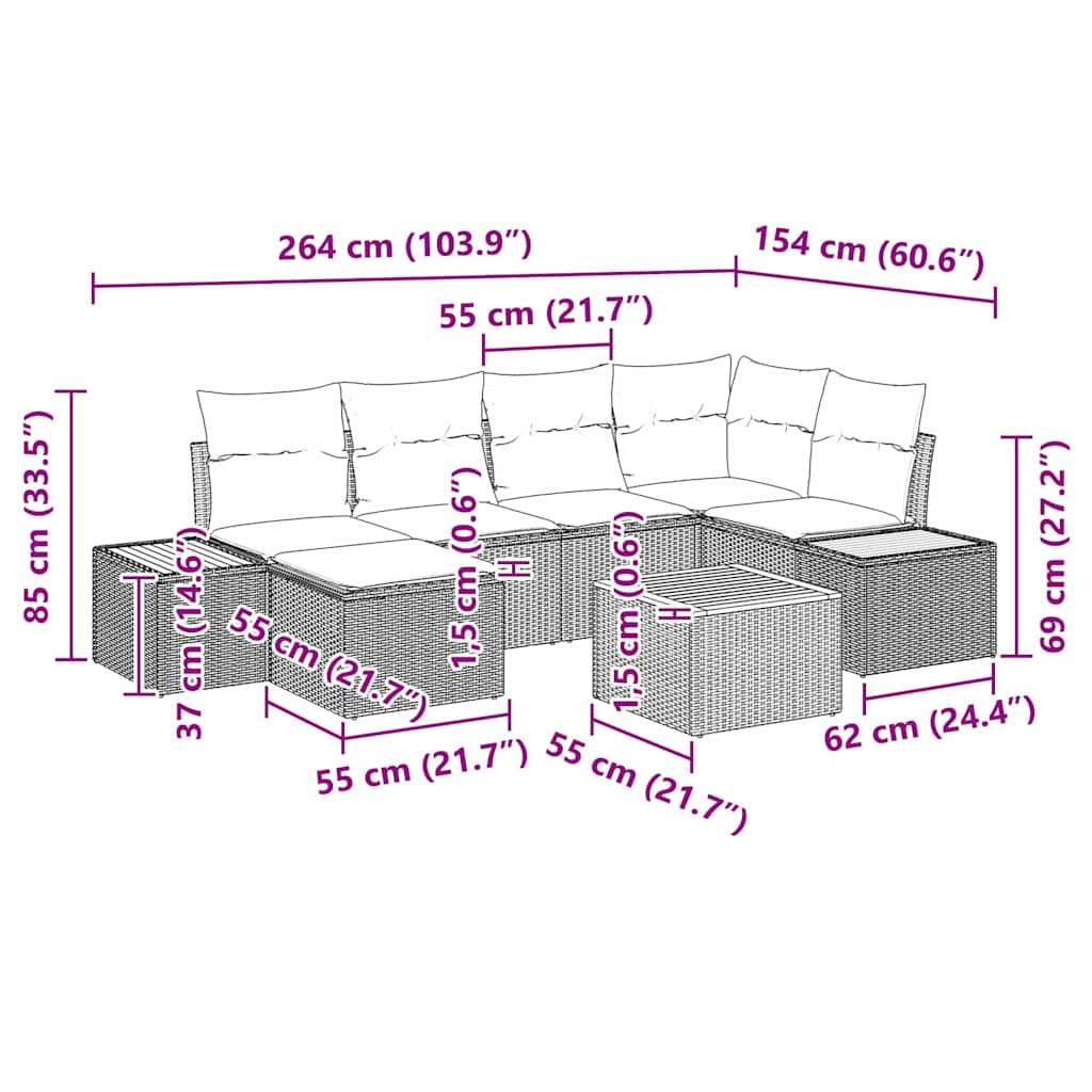 ComfortXL - Salon de jardin 6 places 7 pcs en résine tressée avec repose-pieds et table Beige – ComfortXL Outdoor Living - Image 8