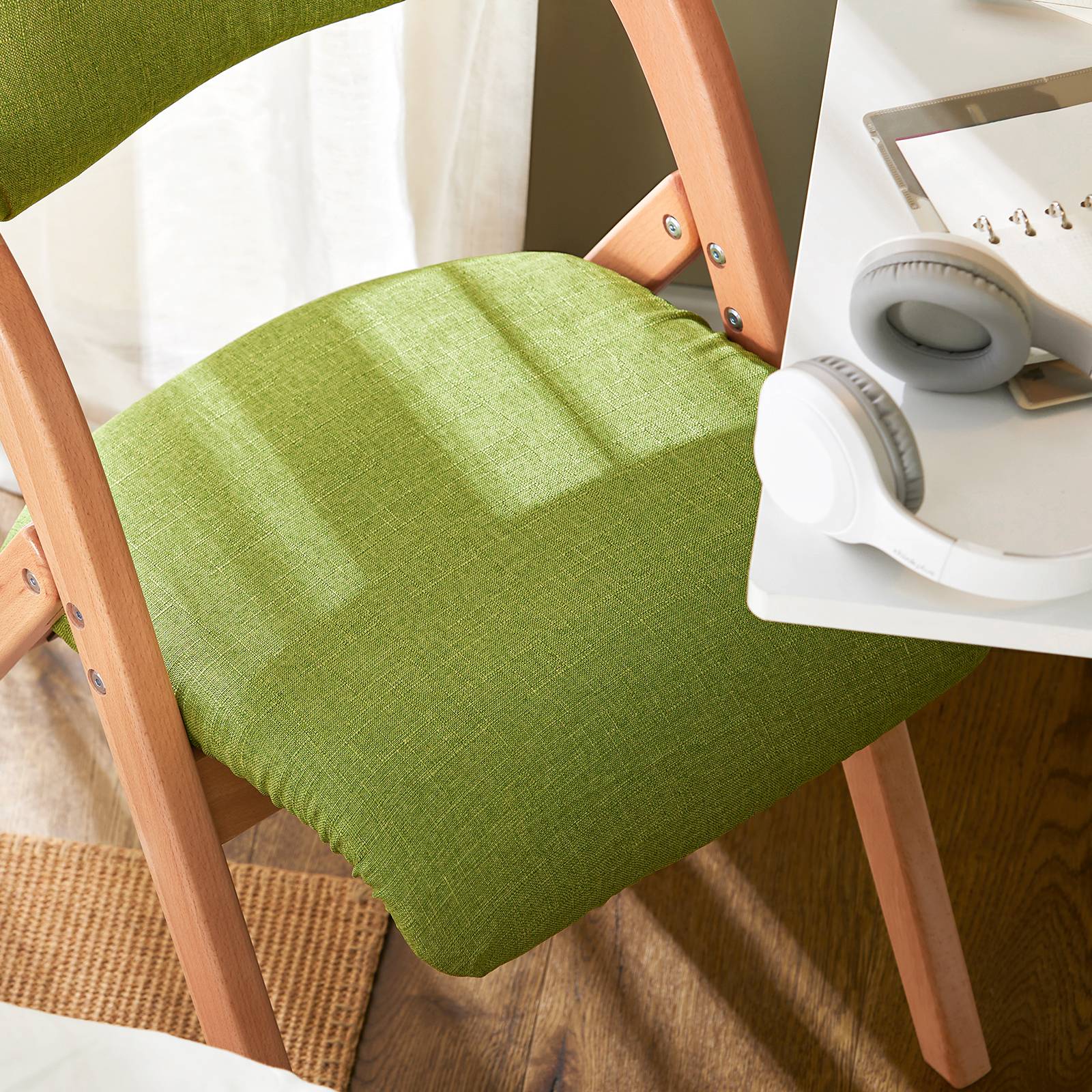 SoBuy Chaise Pliante Rembourrée Ergonomique - Bureau et Cuisine Compacte pour Petits Espaces, Verte FST92-GR - Image 4