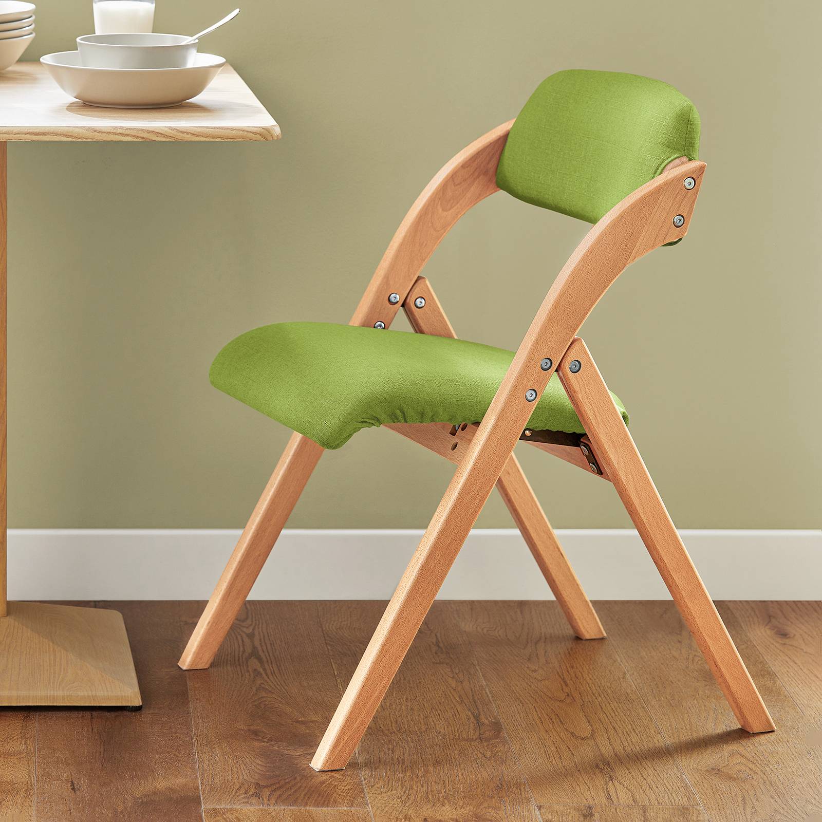 SoBuy Chaise Pliante Rembourrée Ergonomique - Bureau et Cuisine Compacte pour Petits Espaces, Verte FST92-GR - Image 8