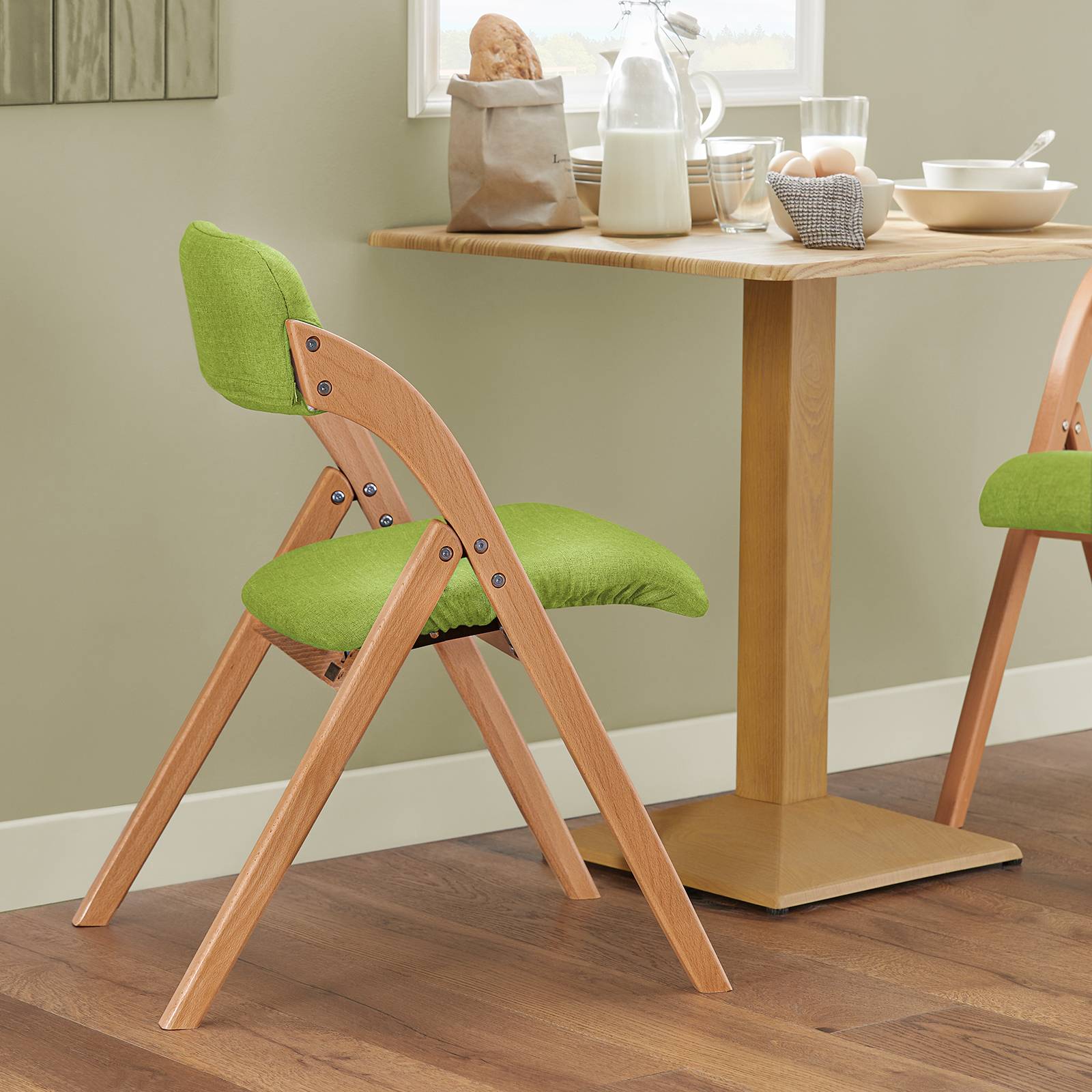 SoBuy Chaise Pliante Rembourrée Ergonomique - Bureau et Cuisine Compacte pour Petits Espaces, Verte FST92-GR - Image 7