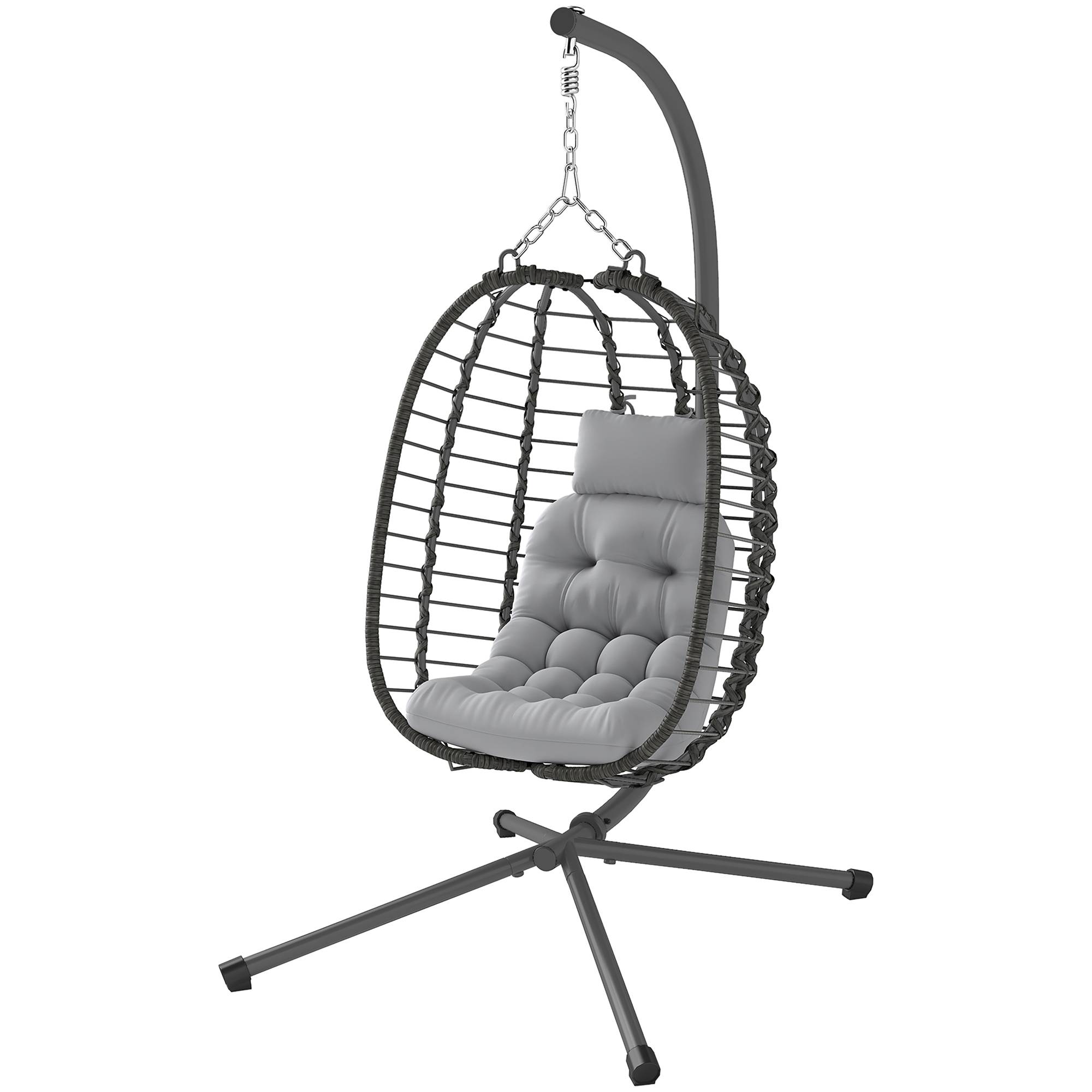 Fauteuil suspendu résine tressée gris 122 x 104 x 188 cm - PANGIVO - Image 2