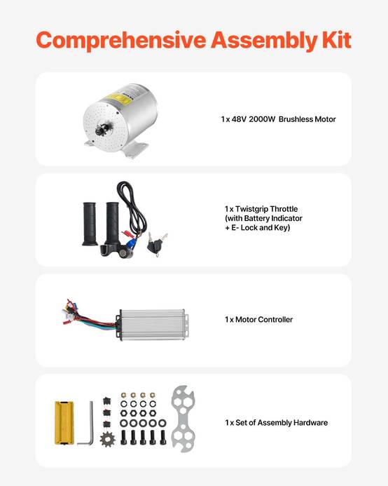 VEVOR Kit moteur électrique sans balais 2000 W, 48 V 4300 tr/min, contrôleur. - Image 5