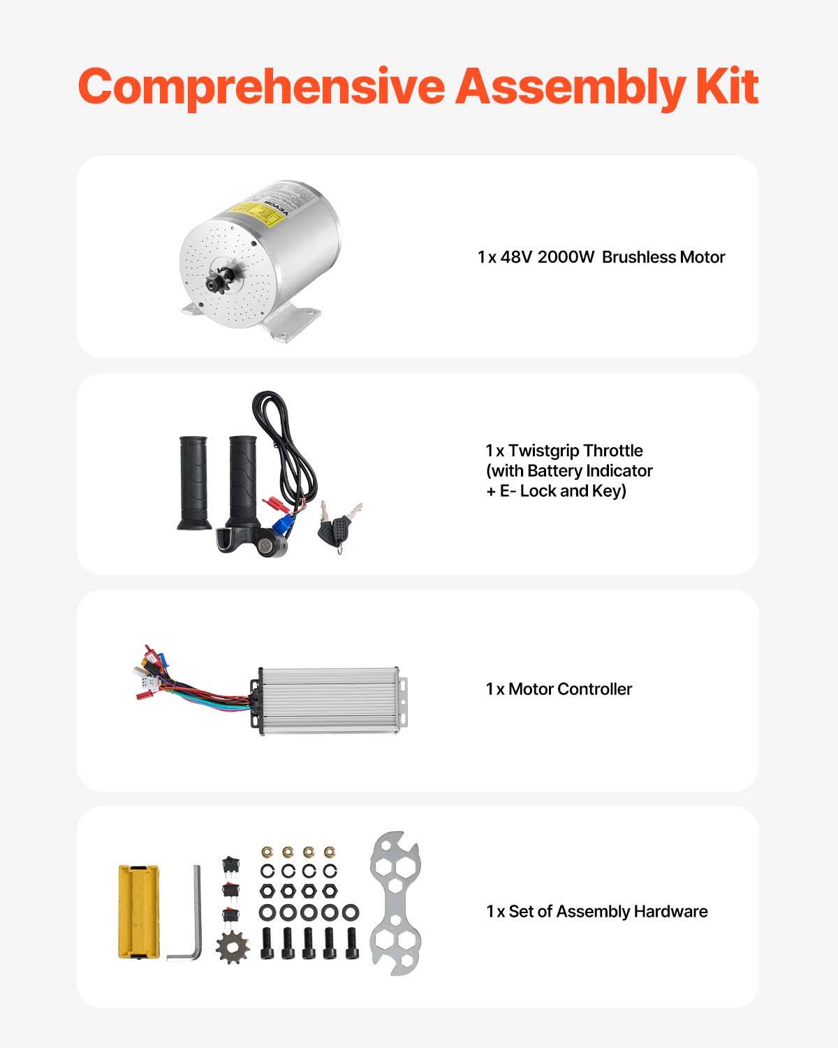 VEVOR Kit moteur électrique sans balais 2000 W, 48 V 4300 tr/min, contrôleur. - Image 5