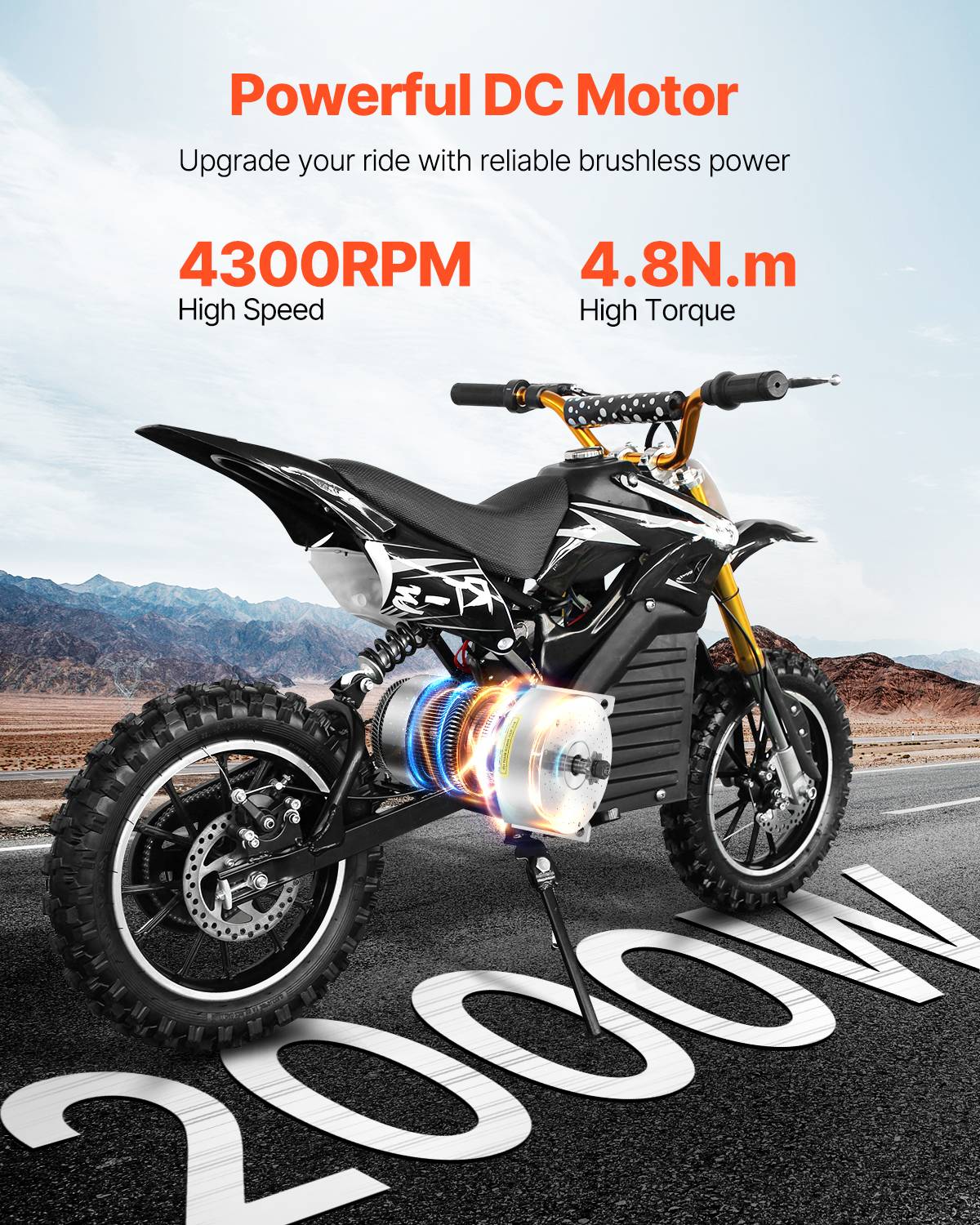 VEVOR Kit moteur électrique sans balais 2000 W, 48 V 4300 tr/min, contrôleur. - Image 2