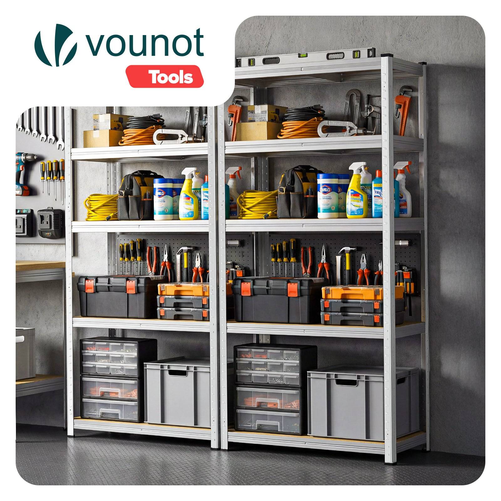 Vounot - Etagères métalliques charge lourde 875kg - 70x30x150cm - 5 tablettes réglables - rayonnage robuste VOUNOT® - Image 2