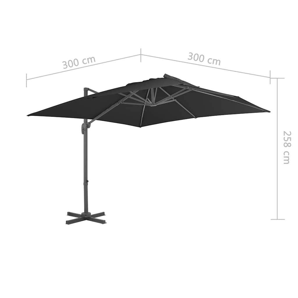 Parasol déporté aluminium anthracite 300 x 300 x 258 cm, Poids:20.14kg - PANGIVO - Image 9