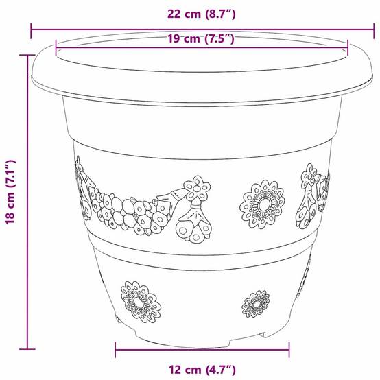 Pot à fleurs rond 24 pcs | Bac à fleurs Rouge brique Ø 26 x 21,5 cm Plastique - Image 9