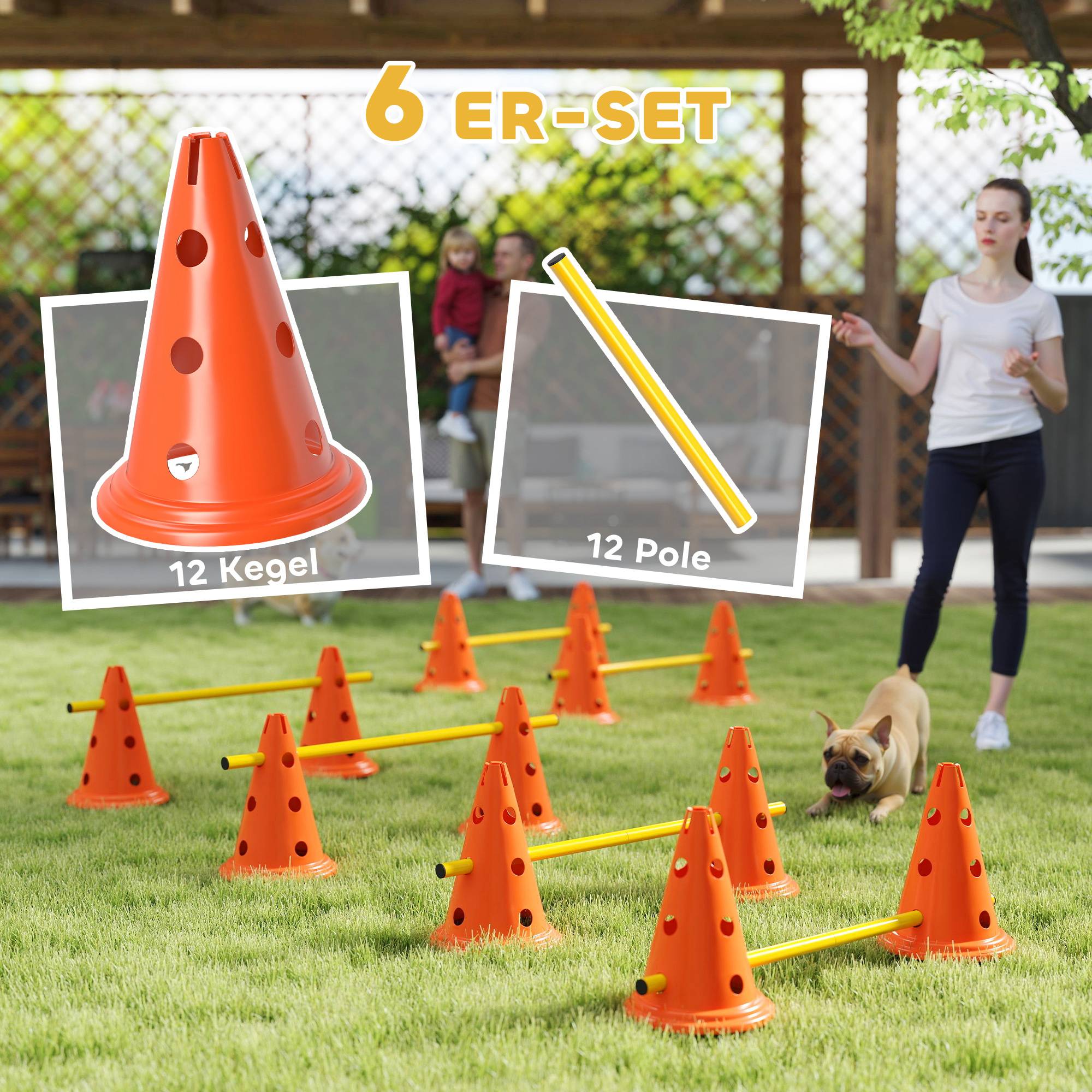 ComfortXL - Kit agilité chien 6 haies en ABS 80 cm hauteur réglable avec 12 cônes et sac - ComfortXL Outdoor Living - Image 6
