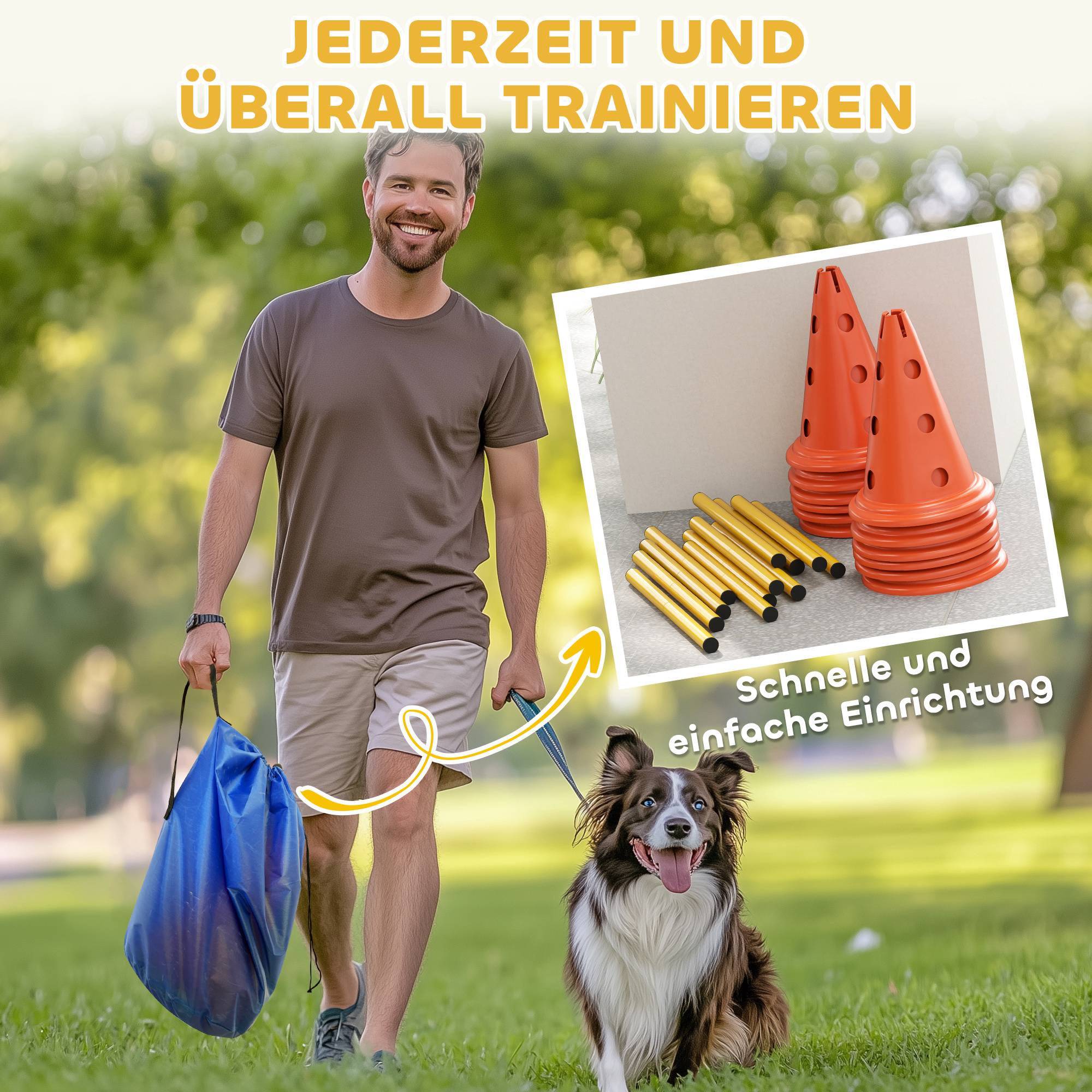 ComfortXL - Kit agilité chien 6 haies en ABS 80 cm hauteur réglable avec 12 cônes et sac - ComfortXL Outdoor Living - Image 9
