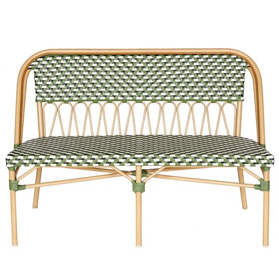 Oviala - Banc de jardin style parisien en aluminium et rotin synthétique vert Batignolles - Oviala - Image 2