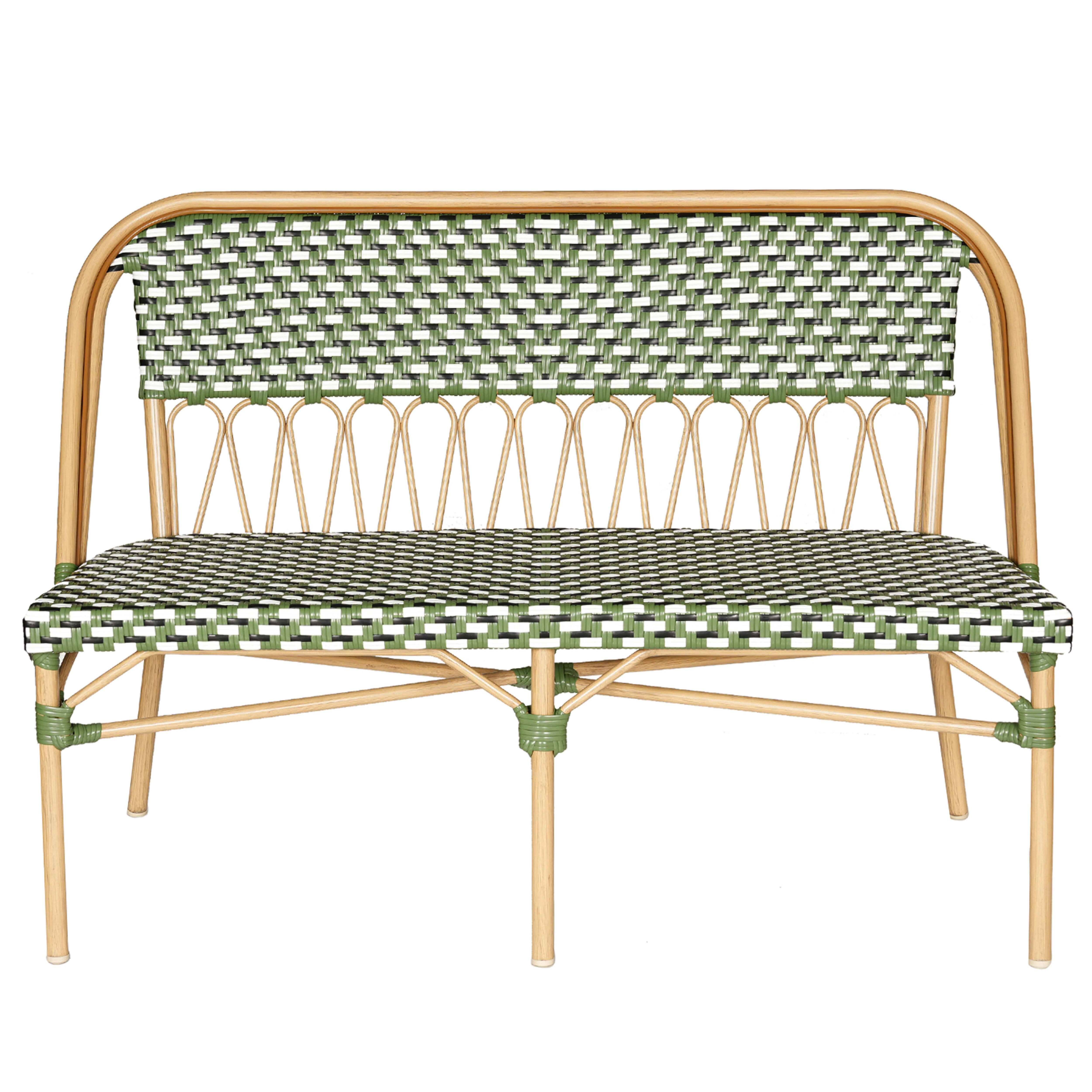 Oviala - Banc de jardin style parisien en aluminium et rotin synthétique vert Batignolles - Oviala - Image 2